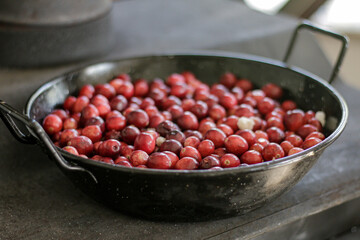 cranberries in a hot bowl 