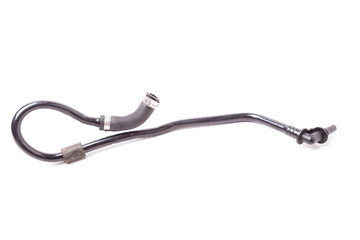 Rubber and plastic pipe for gas or liquid covered with braided heat-resistant plastic winding for use in production, industry and transport. Car parts catalog.