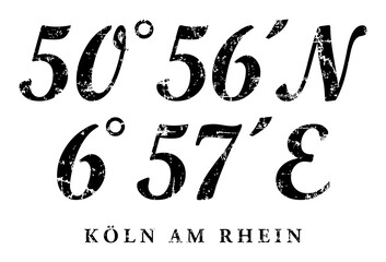 Köln am Rhein Koordinaten (Vintage Schwarz)