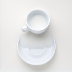 Obraz na płótnie Canvas white cup and saucer with milk