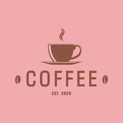 Logo template for a coffee shop, restaurant or cafe. Emblems, badges, stickers, banners. Coffee design elements.