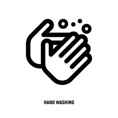 Obraz premium Wash your hands with soap thin line icon. Vector illustration of disinfection and hygiene for health.