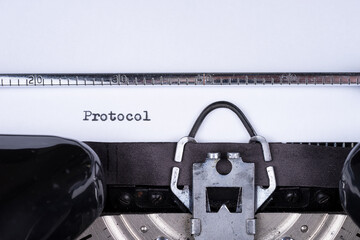 The word Protocol written on an old typewriter