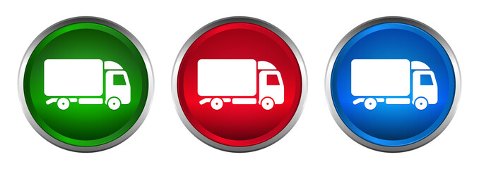 Truck icon supreme round button set design illustration