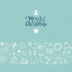 Merry Christmas seamless pattern horizontal border. Xmas greeting Card Template. Happy Winter Holidays poster. New year. Vector Christmas Holiday banner
