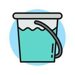 Bucket Water Icon Design. Bathroom Equipment Vector Illustration