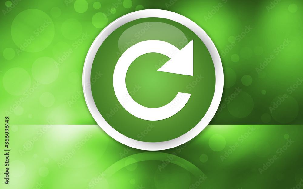 Wall mural reply rotate icon premium glossy button isolated on abstract shiny green background