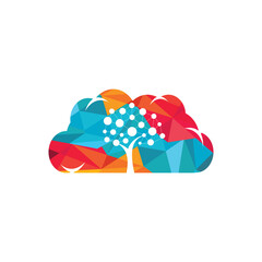 Digital Tree logo design. Cloud storage icon.