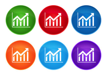 Statistics icon super round button set glass design