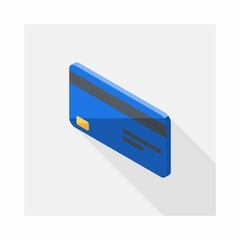 Credit card Blue left view icon vector isometric. Flat style vector illustration.