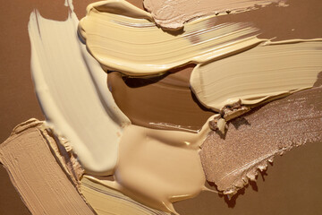 Fototapeta Texture of smudge cosmetic cream foundation liquid background obraz