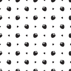 Summer Fruit background. Strawberry berries Seamless pattern. Strawberries with hearts. Abstract berry texture
