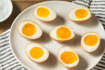 Fototapeta na wymiar Homemade Unami Soy Sauce Eggs