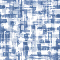 Abstract grunge cross geometric shapes contemporary art blue color seamless pattern background