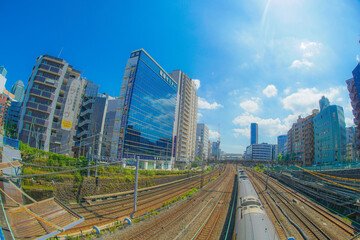 Obraz premium 横浜駅につながる線路群