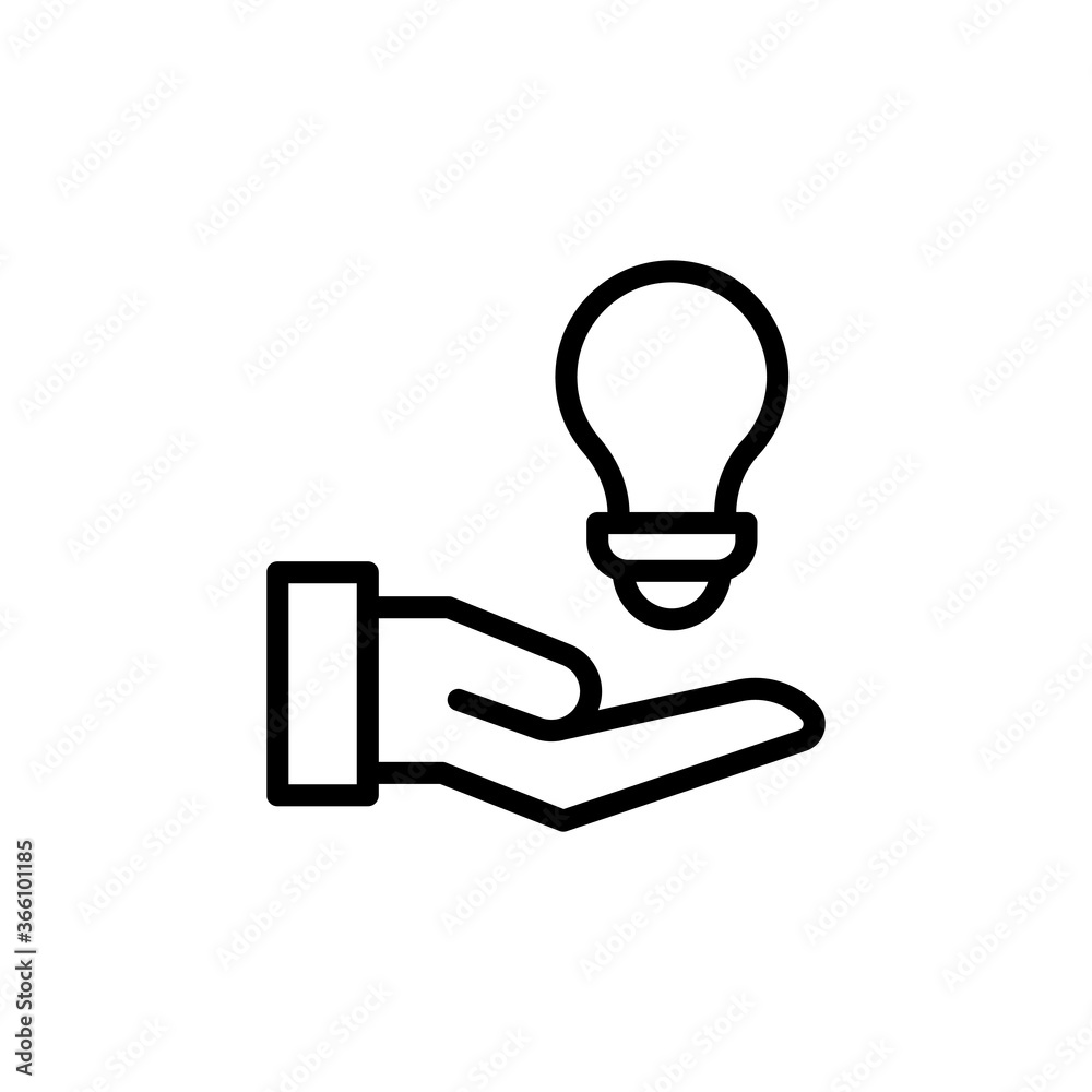 Poster hand, bulb, idea icon. simple line, outline vector elements of knowledge icons for ui and ux, websit