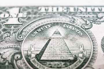 pyramid on 1 dollar bill extreme close up