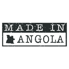 Made In Angola. Stamp Rectangle Map. Logo Icon Symbol. Design Certificated.