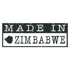 Made In Zimbabwe. Stamp Rectangle Map. Logo Icon Symbol. Design Certificated.