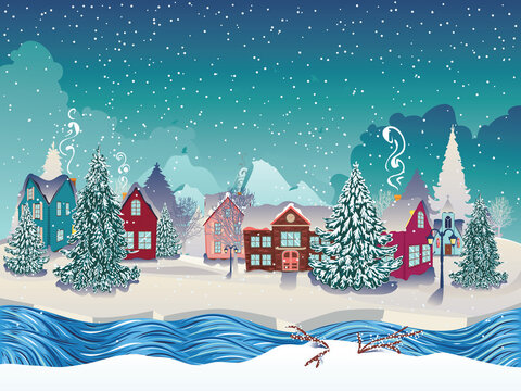 Winter Village Landscape