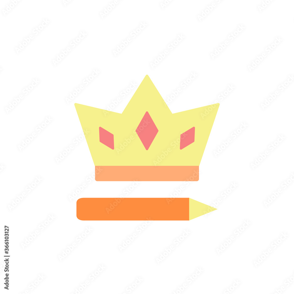 Poster crown, pen icon. simple color vector elements of knowledge icons for ui and ux, website or mobile ap