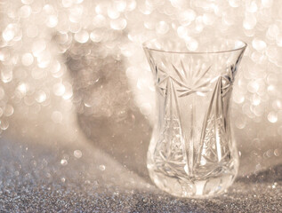 Crystal glass in a shiny silver setting