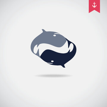Whales vector badge.