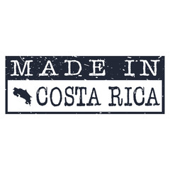 Made In Costa Rica. Stamp Rectagle Map. Logo Icon Symbol. Design Certificated.