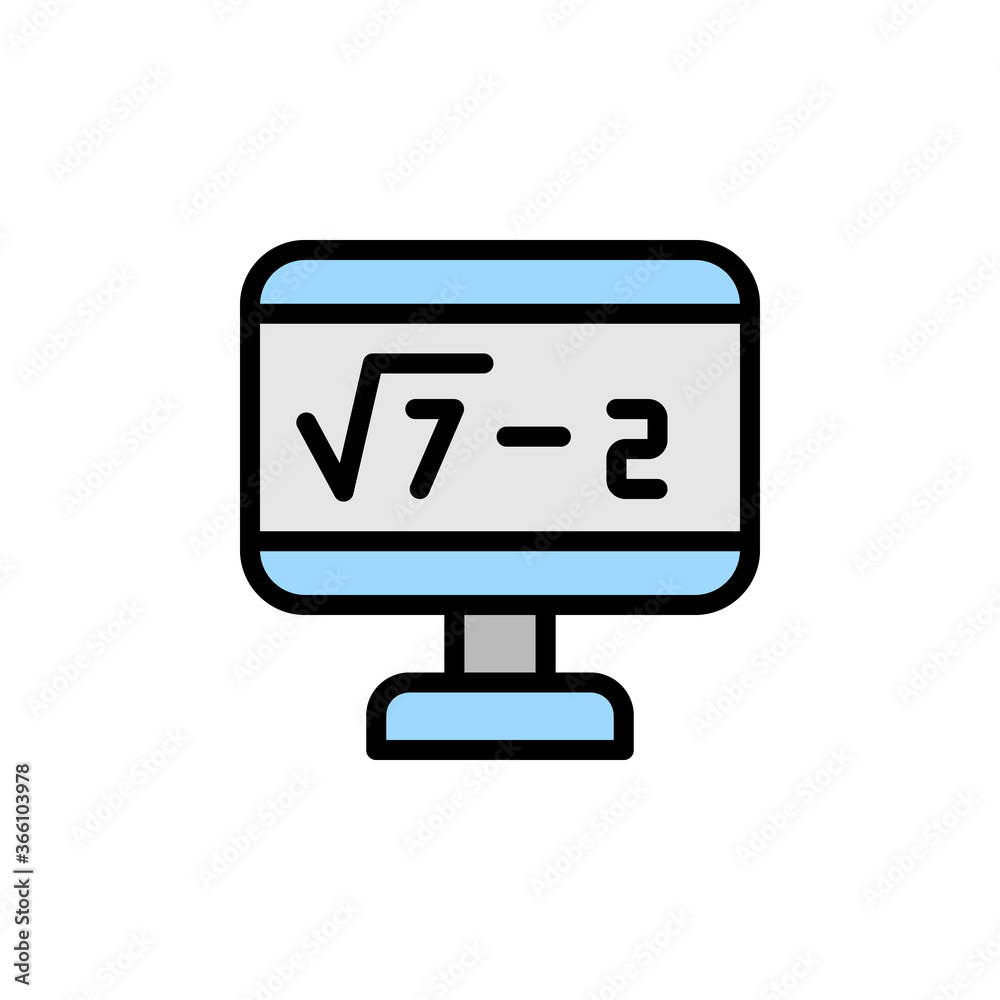 Poster computer, math icon. simple color with outline vector elements of knowledge icons for ui and ux, web