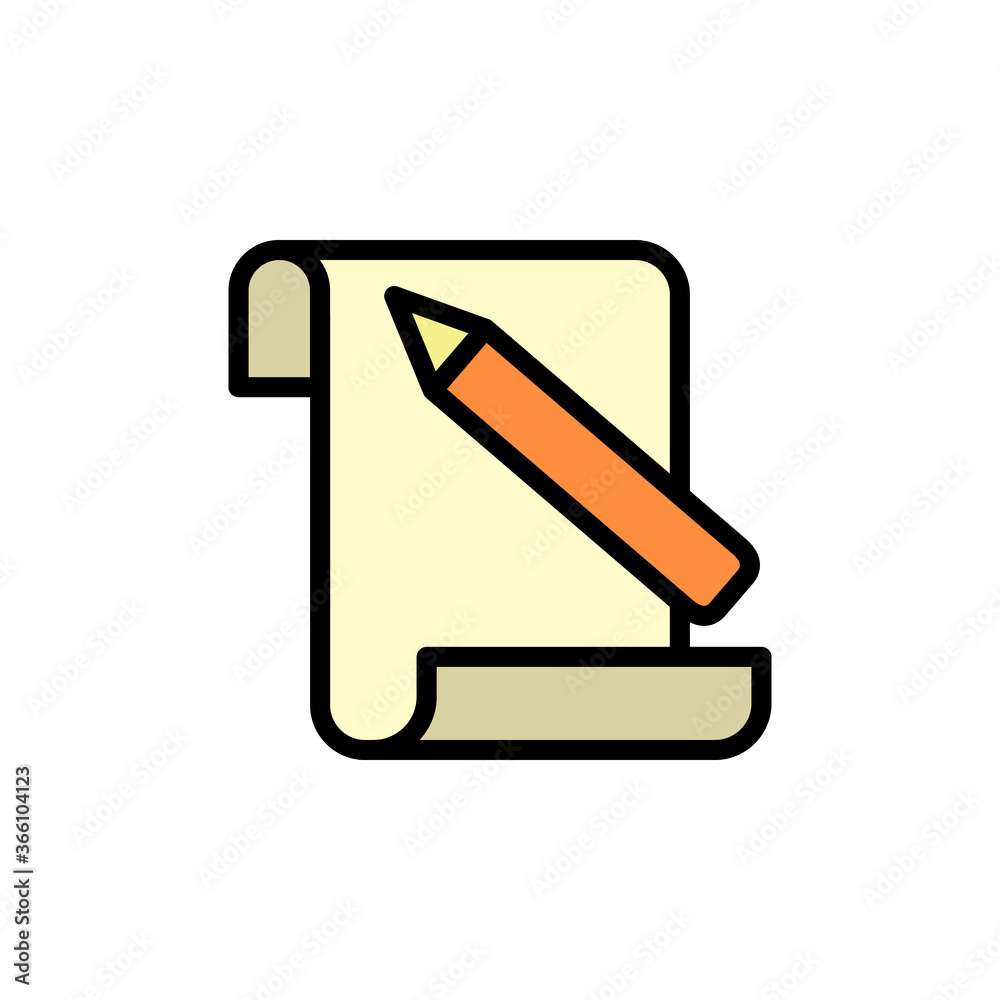 Poster diploma, pen icon. simple color with outline vector elements of knowledge icons for ui and ux, websi
