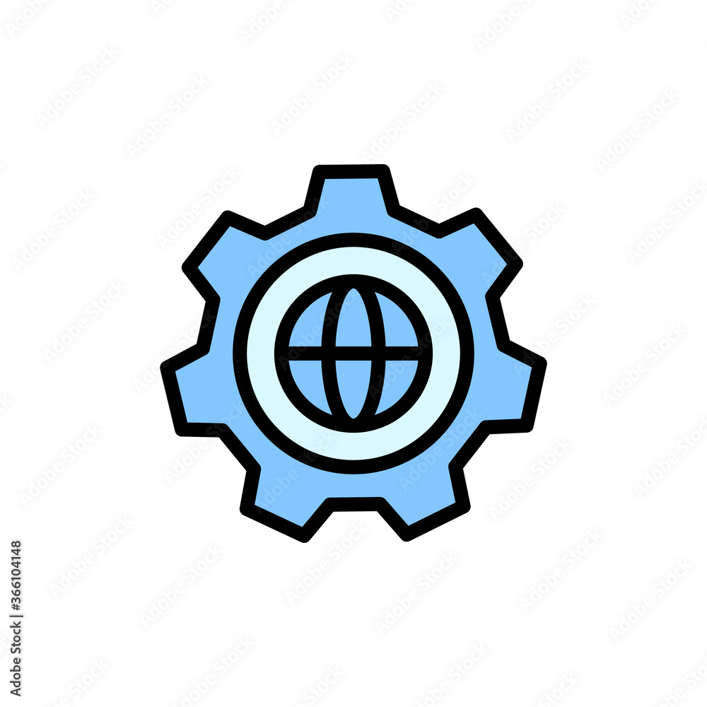 Poster gear, global, engineering icon. simple color with outline vector elements of knowledge icons for ui 