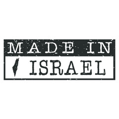 Made In Israel. Stamp Rectangle Map. Logo Icon Symbol. Design Certificated.