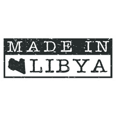 Made In Libya. Stamp Rectangle Map. Logo Icon Symbol. Design Certificated.