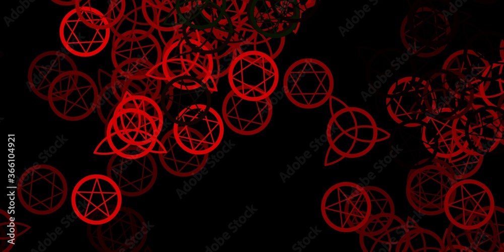 Wall mural dark green, red vector template with esoteric signs.