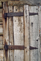 Elements of an old wooden barn door