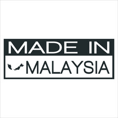 Made In Malaysia. Stamp Rectangle Map. Logo Icon Symbol. Design Certificated.