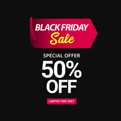 Black friday sale premium vector template. Design for digital banner or print.