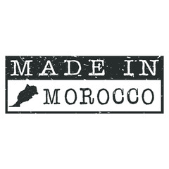 Made In Morocco. Stamp Rectangle Map. Logo Icon Symbol. Design Certificated.