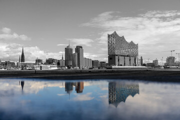Fototapeta premium Artwork - Colored Grey Hamburg reflection