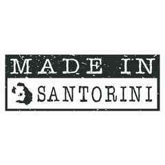 Made In Santorini. Stamp Rectangle Map. Logo Icon Symbol. Design Certificated.