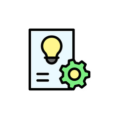 Project, paper, bulb icon. Simple color with outline vector elements of innovations icons for ui and ux, website or mobile application