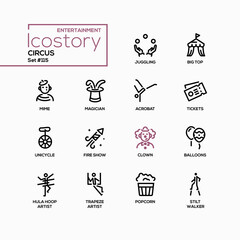 Circus - modern colorful line design style icons © Boyko.Pictures