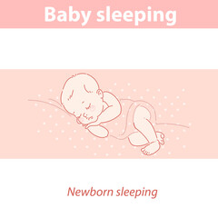 Newborn baby sleeping. Child healthy sleep mode. 
