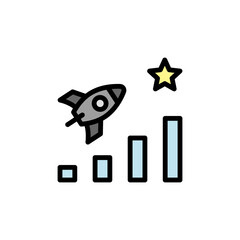 Development, rocket, analytics icon. Simple color with outline vector elements of innovations icons for ui and ux, website or mobile application