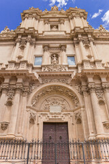 Facade of the historic San Patricio church in Lorca, Spain
