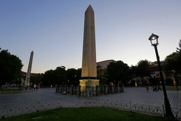 Obelisk of Theodosius, located at the Hippodrome square, old city of Istanbul, Turkey. The...
