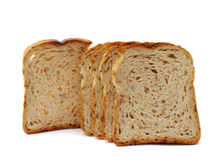 Whole meal bread with seeds isolated on white.Studio shot.