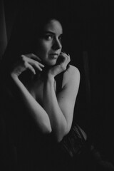 girl gestures and hand movements near the face