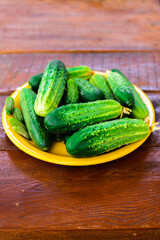 cucumbers on a wooden table