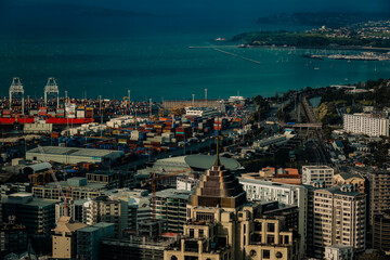 Aerial view of Auckland ports
